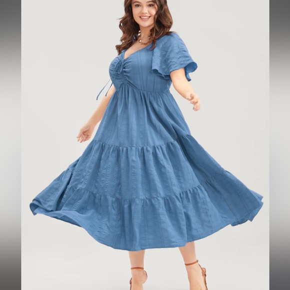 BloomChic Dresses & Skirts - Size 28 • 5x • BloomChic • Ruched Drawstring Pocket Ruffle Tiered Dress